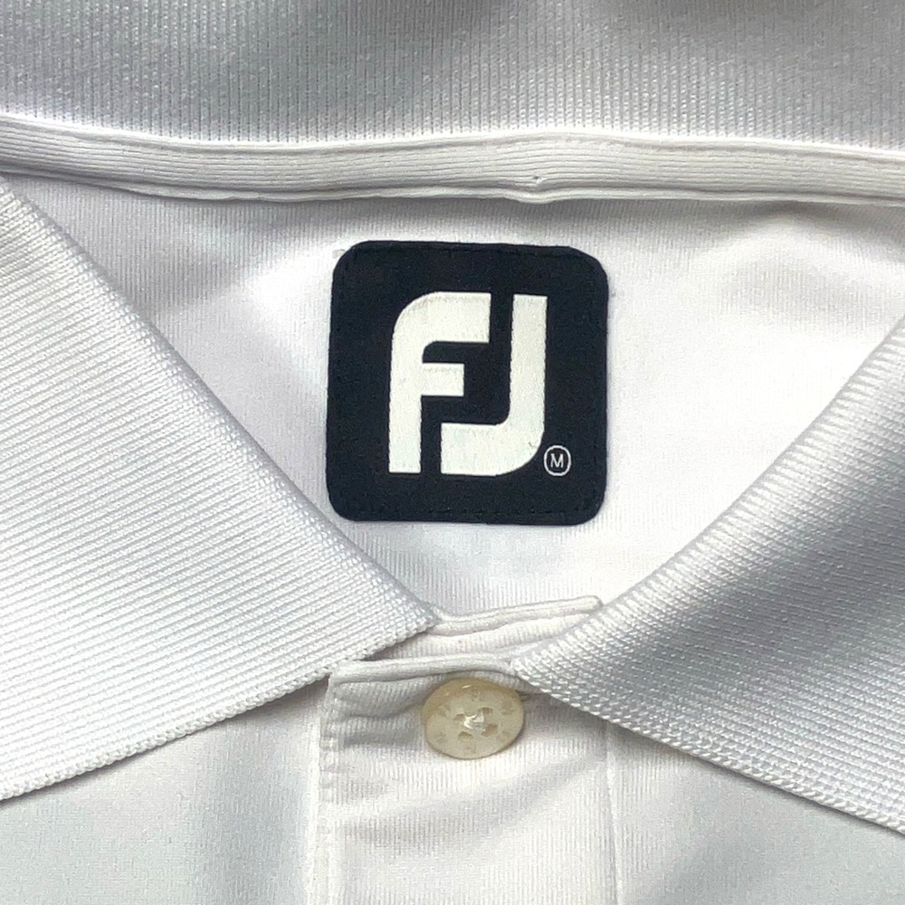 FootJoy FJ Golf Polo Shirt Men M White Black Blue Striped Athletic Performance - Picture 5 of 9